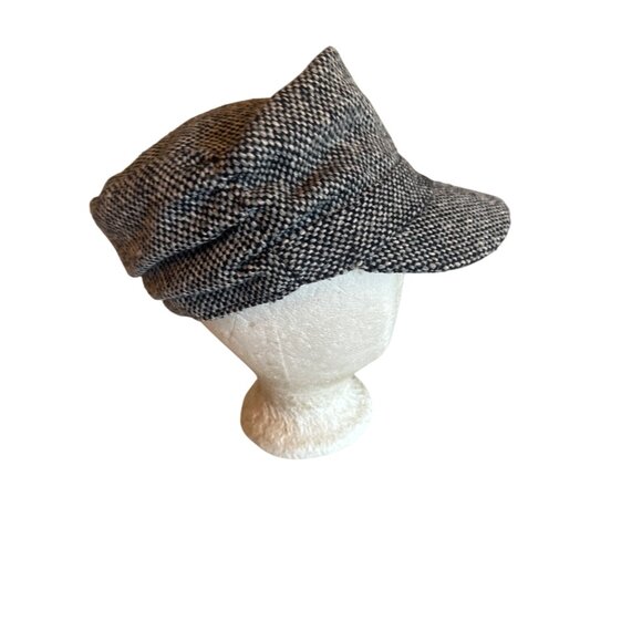 Magid Hats Womens Newsboy Cap Black & White Houndstooth Bow & Button Accents - Picture 3 of 5